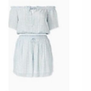 Torrid Blue Tie Dye Guaze Short Set